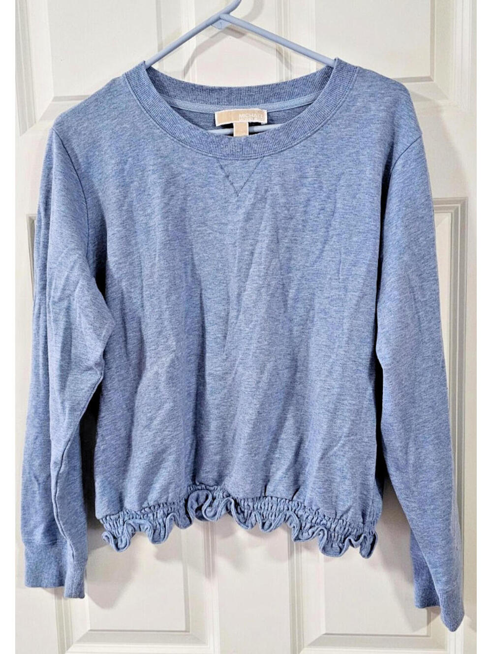 Michaels kors ruffle bottom  sweatshirt heather blue size XL